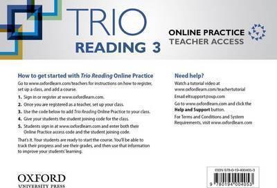 TRIO READING: LEVEL 3: ONLINE PRACTICE TEACHER ACCESS CARD